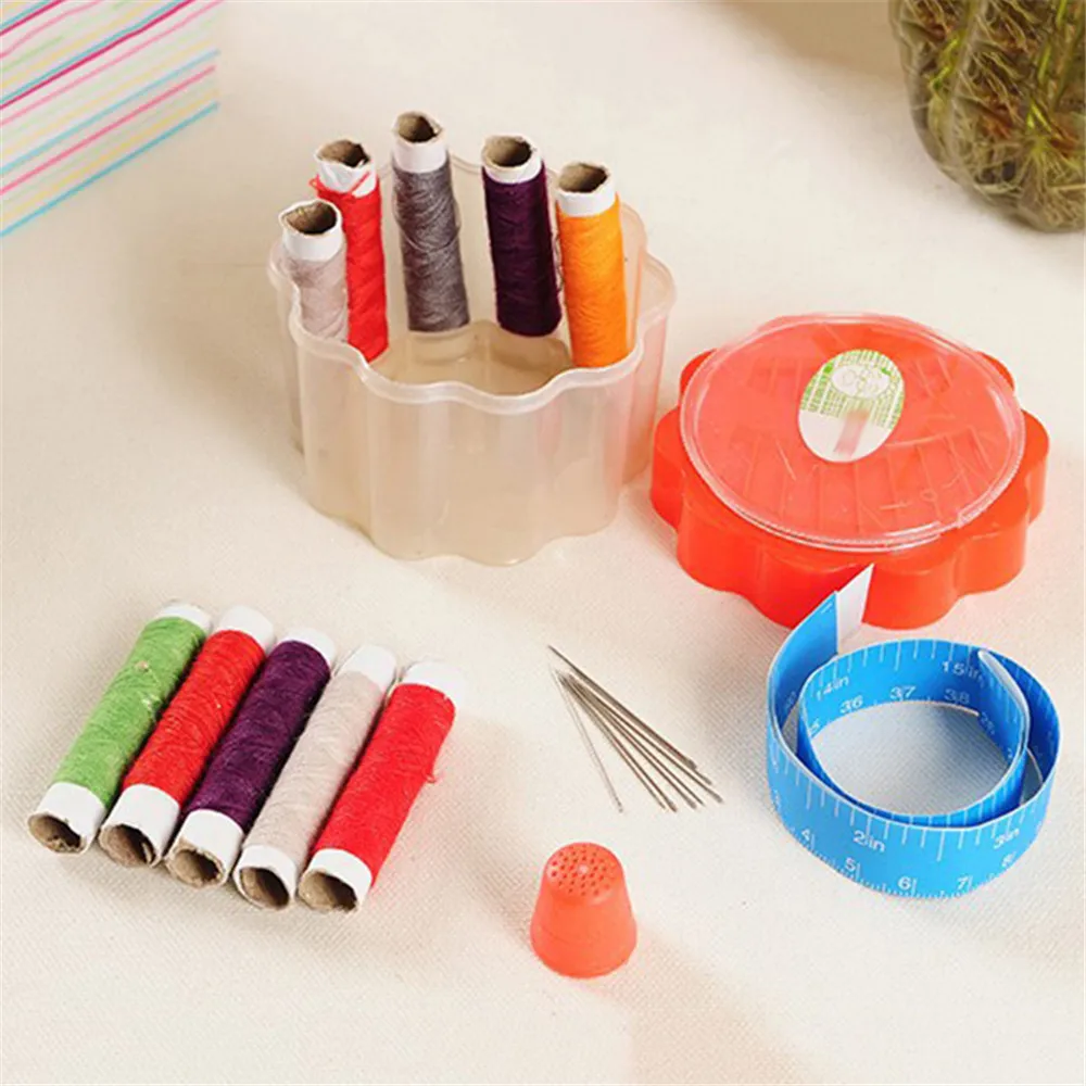 

Portable Travelling Sewing Kits Needle Thimble Measuring Tape Sewing Tools Accessories Set with Plastic Case Organizer Box