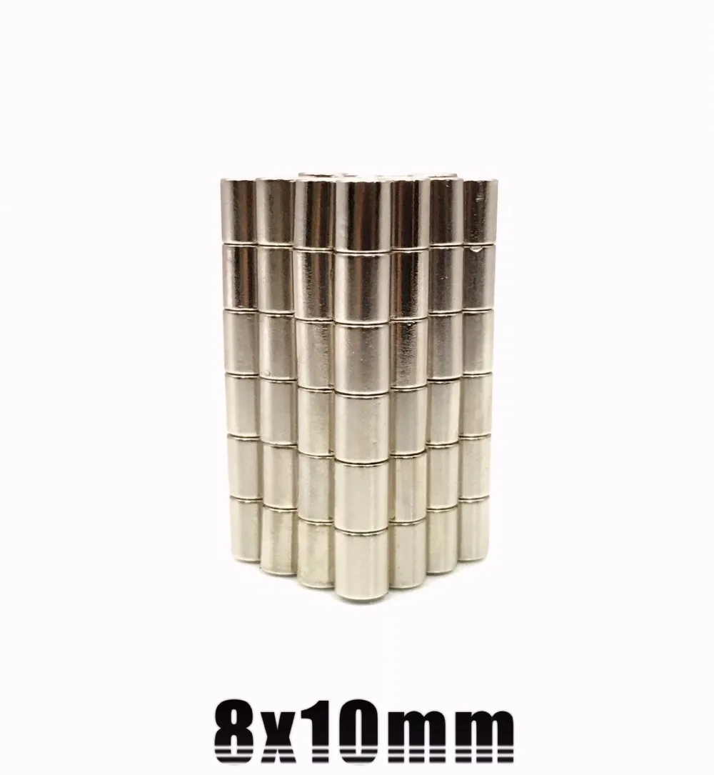 

50pcs 8*10 8mm x 10mm Super Round Cylinder Neodymium Permanent Magnets 8x10 NEW Art Craft Connection 8*10