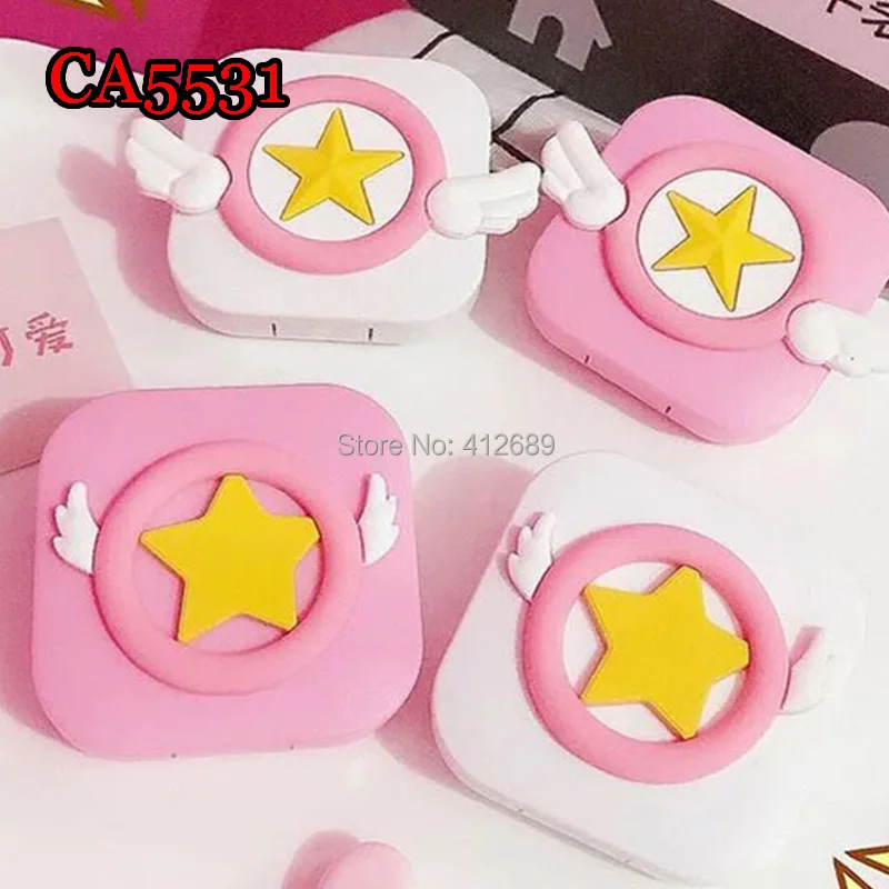 

CA5531 soft pvc cute card captor sakura star and wing deco contact lens case