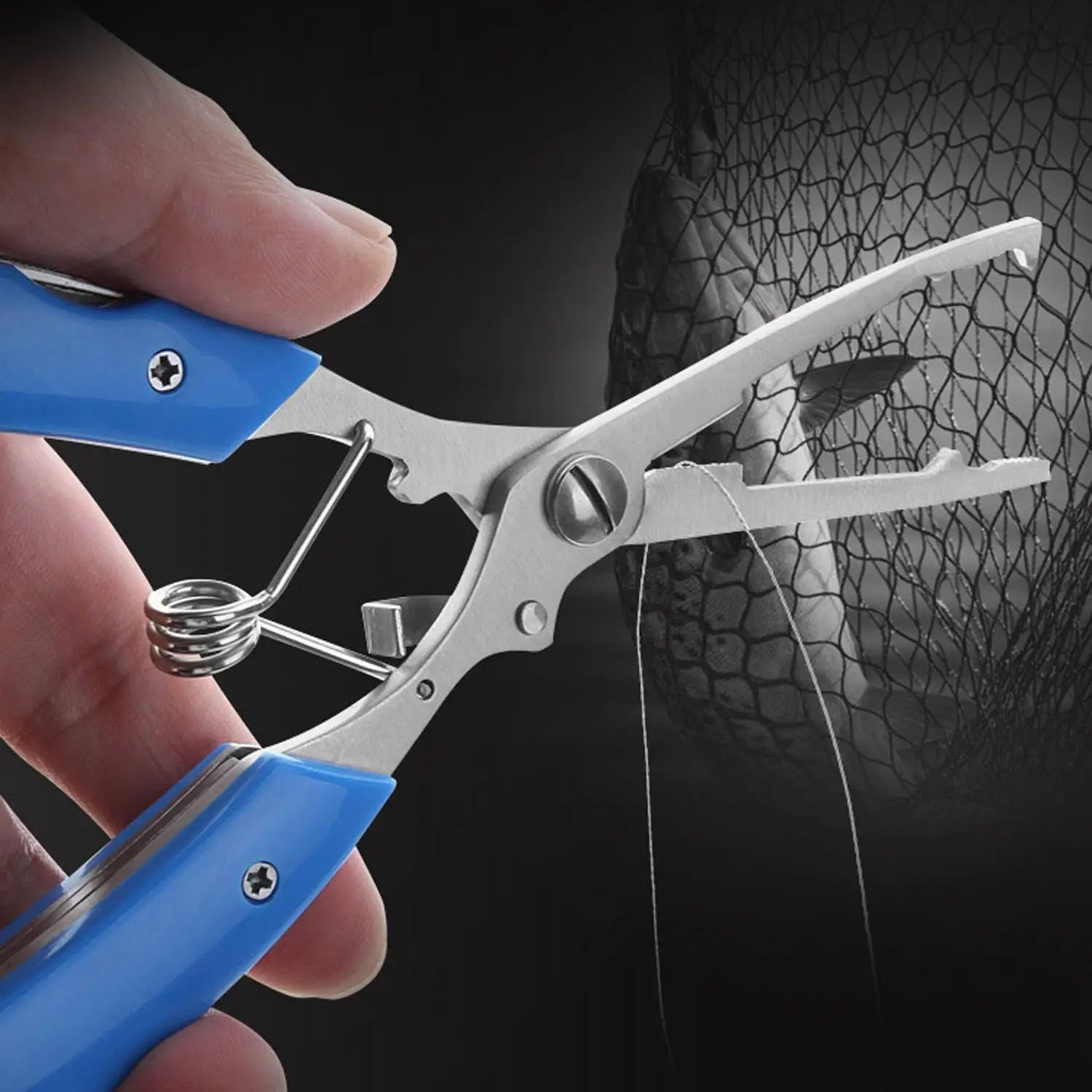 

Portable Metal Fishing Plier Fishing Accessories braid, mono filament, etc. Yellow, Blue Lanyard
