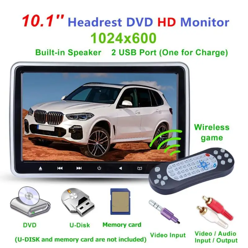 

VODOOL 10.1 Inch LCD Screen Car Multimedia Player Car Headrest TV Monitor DVD Player USB IR FM Speaker Car Audio Video Player