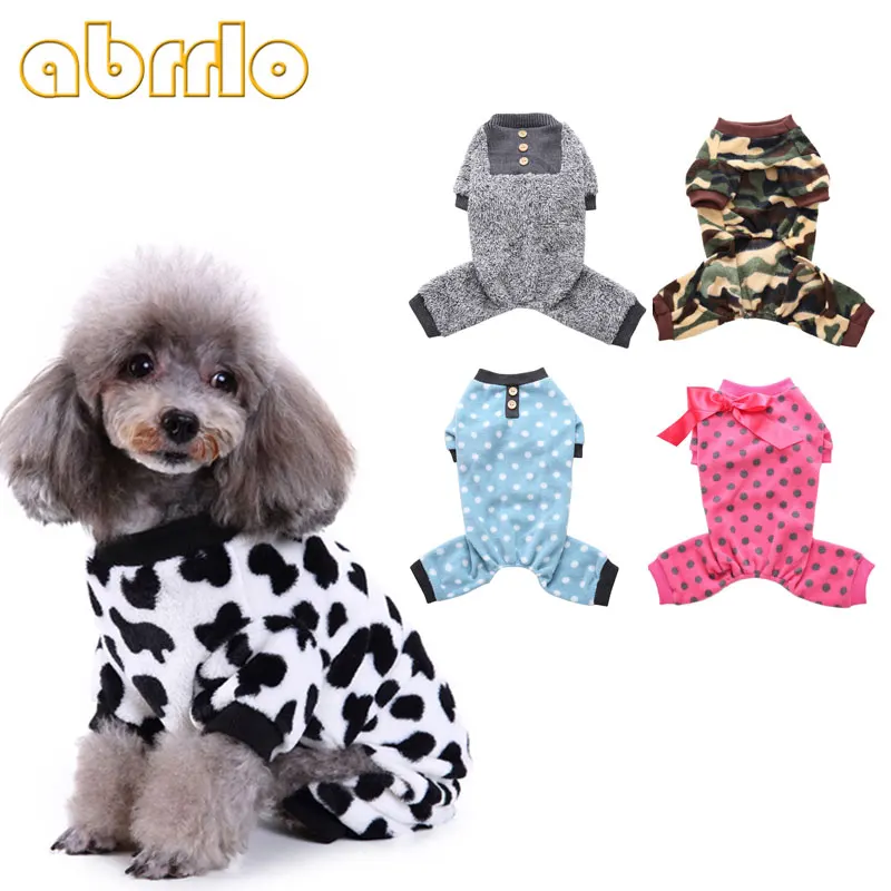 Abrlo Пижама для собак зимняя одежда домашних животных мягкий теплый флисовый
