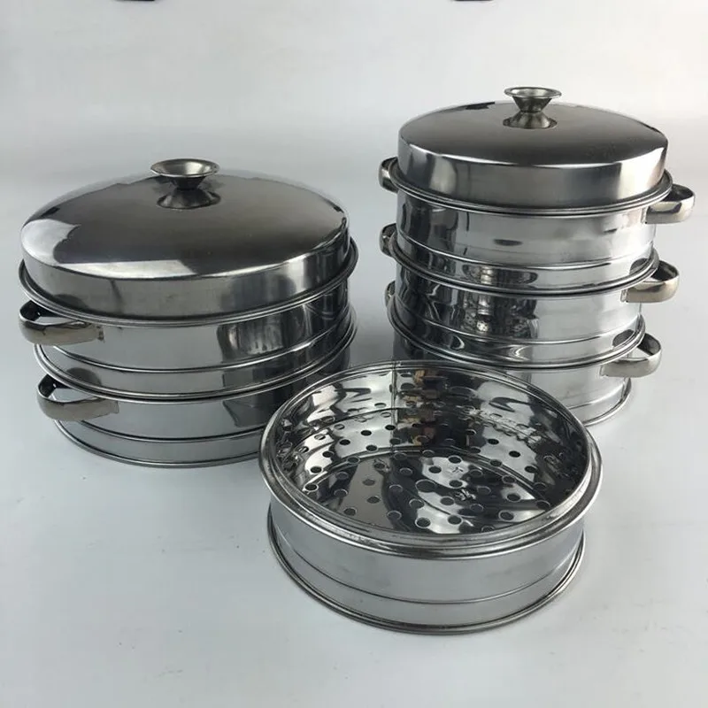 

1 Suit Cookware Stainless Steel Steamer Steamed Dumplings Chinese Kitchen Steamer Lattice Fish Rice Dim Sum Commercial Breakfast