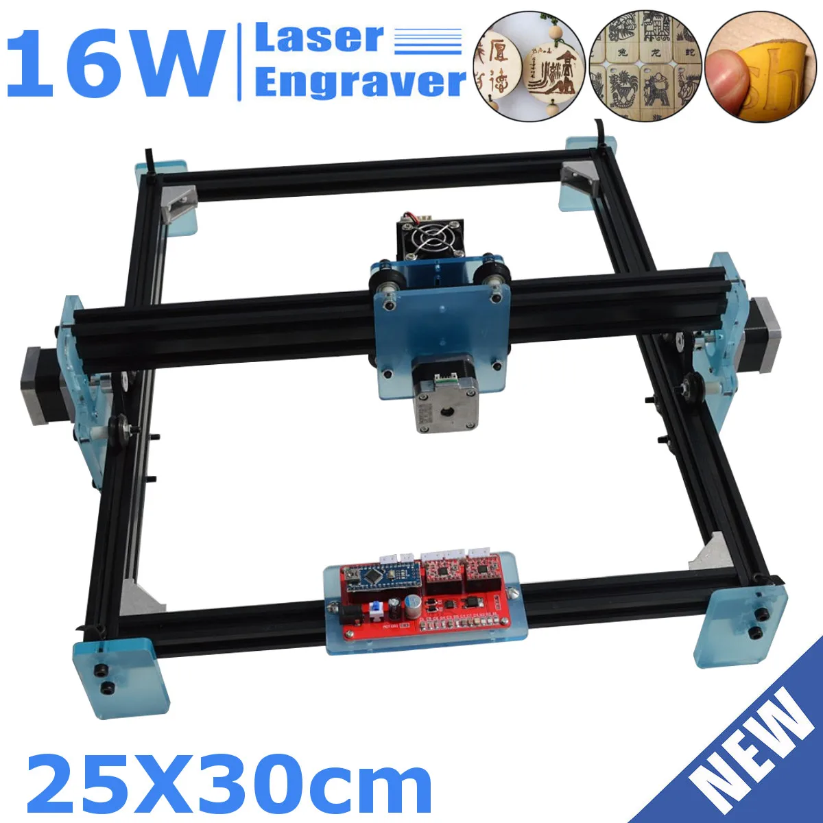 

30x25cm 16W Laser Engraving Marker Machine Engraver Desktop Logo Printer Aluminum Alloy Wood Router Cutting Cutter DIY Kit New