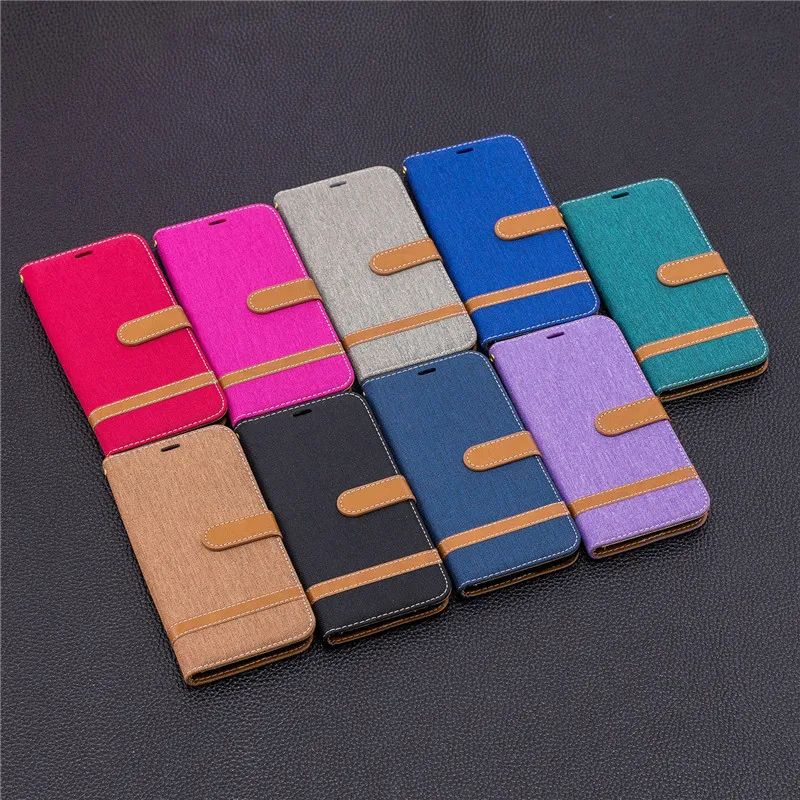 

Denim Mixed Colors Case For Samsung Galaxy J4 Plus J6Plus J2Pro J3 J4 J5 J6 J7 2018 PU Leather Wallet Leather Flip Cover Case
