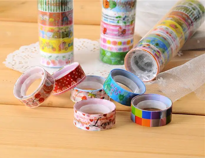 

Ellen Brook 10 Piece Korean Decorative Office Adhesive Tape Tools Stickers Diary Mask DIY Office School Stationery Cartoon
