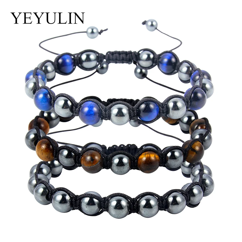 Синий камень тигровый глаз гематит из бисера браслеты ювелирные изделия подарок