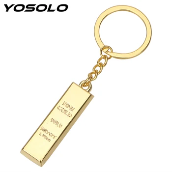 

YOSOLO Bullion Key Rings Metal Key Holder Car-styling Creative Gold Bar Keychain Car Keyring Auto Accessories Key Chain