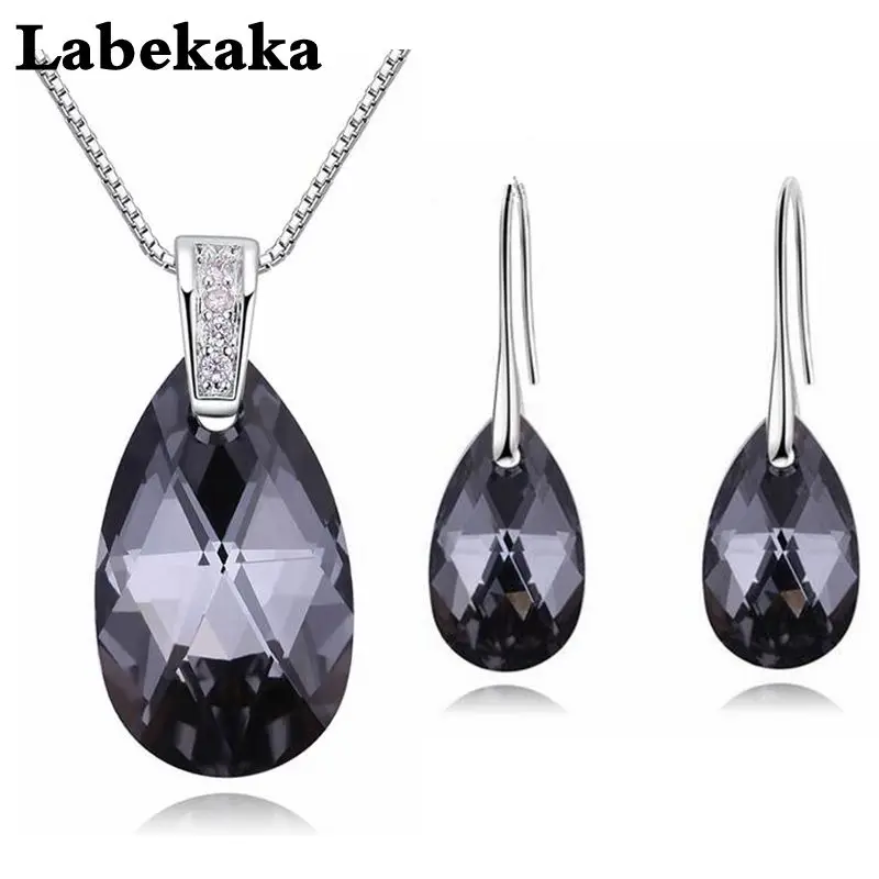 Labekaka New Women Necklace Water Drop Dangle Earrings