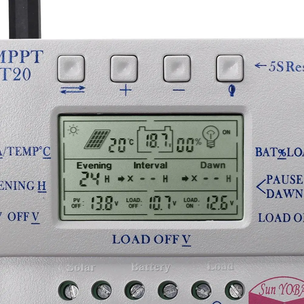 MPPT T20 20A 12 В/24 В солнечная панель регулятор заряда батареи Регулятор трехкратного интервала зарядное устройство регулятор