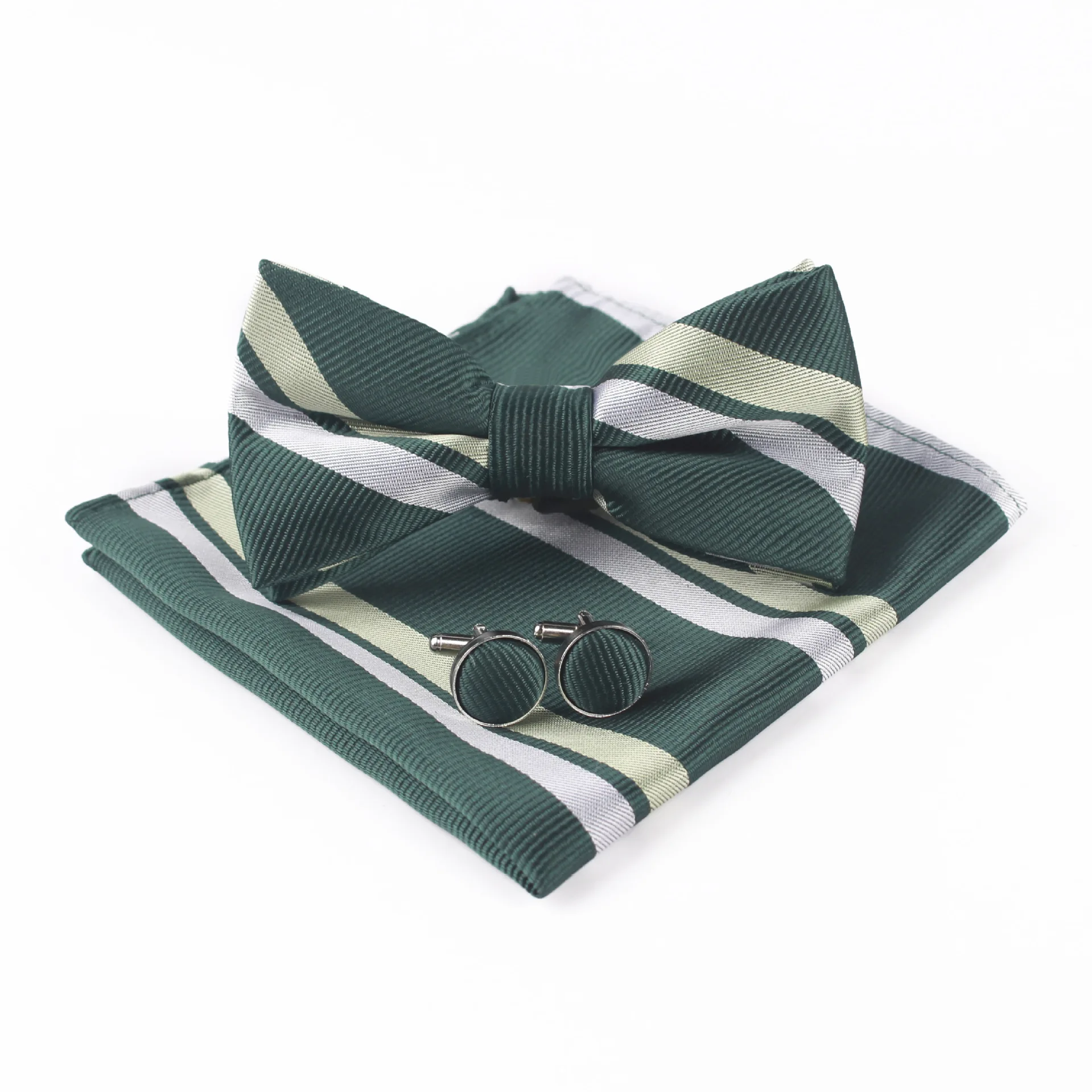 

Mantieqingway men's suit pocket towel handkerchief Harry Potter contrast color polyester stripe bow tie set