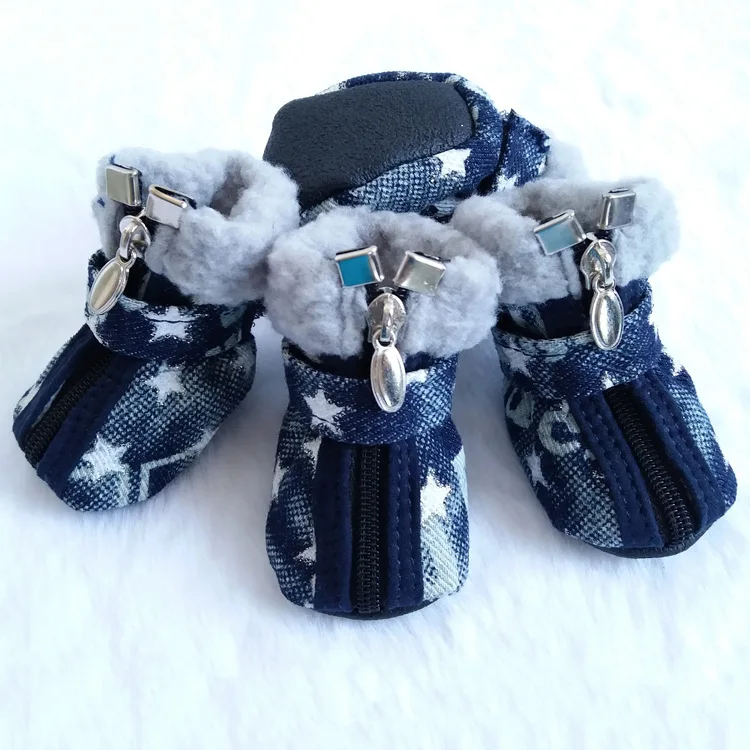 

New Fashion Cowboy Dog Shoes Winter Warm Boots For Teddy Poodle Puppy Non-slip Breathable Soft Bottom Pet accessories Dropship