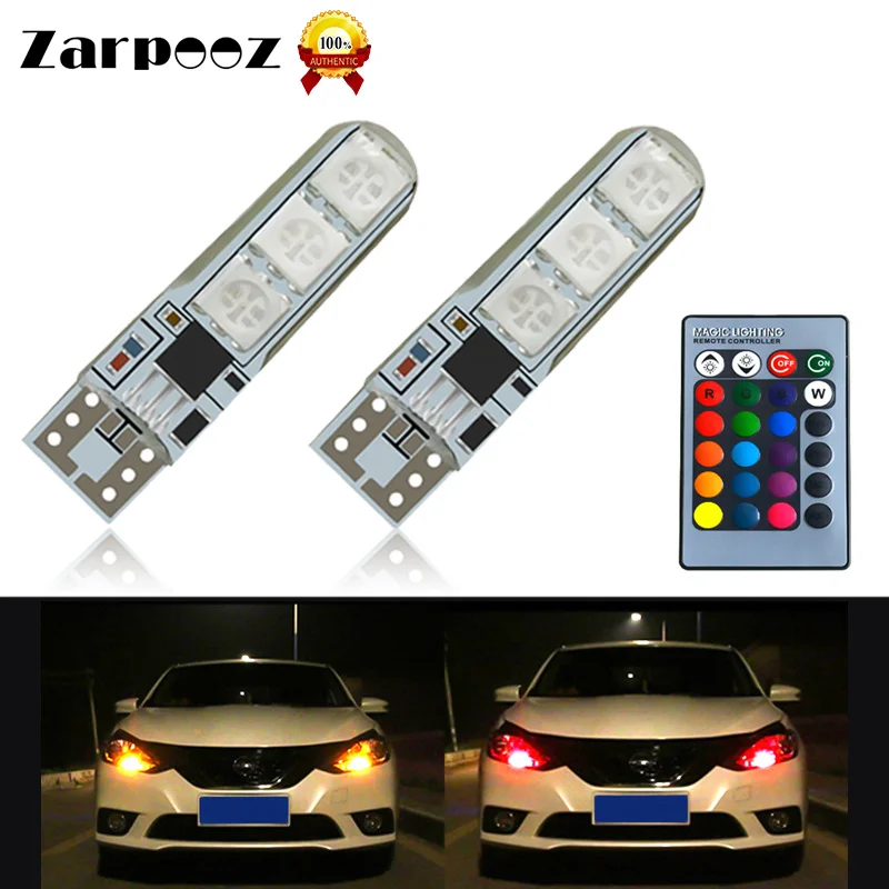 

Zarpooz 2pcs Waterproof RGB Clearance Width Parking Light Bright Flashing Bulb With Remote Controller Easy To Find Car