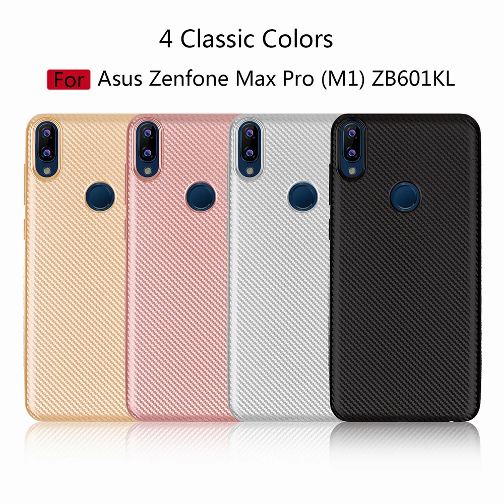 

Carbon Fiber TPU Back Phone Cover For ASUS Zenfone Max Pro M1 ZB601KL ZB602KL Silicon Case On Max Pro M 1 Protection Coque