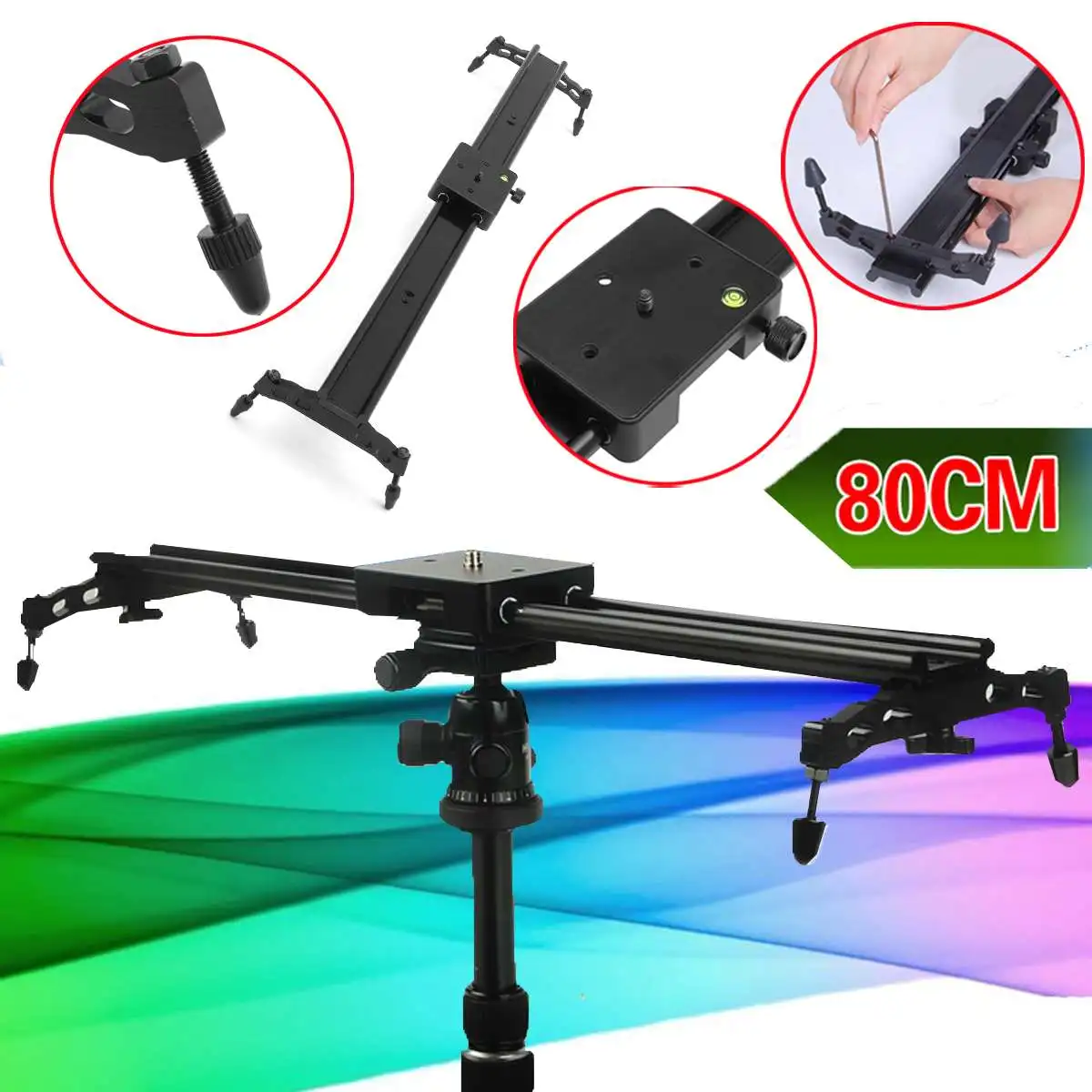 

32'' 80cm Black Track Rail Slider Video Stabilizer System For DSLR DV Camcorde