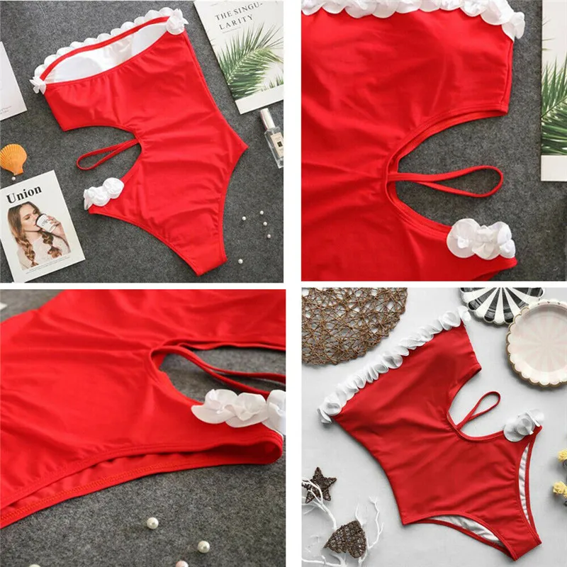 Women Sexy Swimwear 3D Flower Bandeau Bathing Suit One-piece Swimming Clothes 2019 Solid Color Wrap Chest e Beach Bikini Women Sexy Swimwear 3D Flower Bandeau Bathing Suit One-piece Swimming Clothes 2019 Solid Color Wrap Chest e Beach Bikini