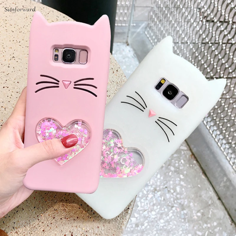

Cute Cat Case For Samsung Note 8 J3 2017 J5 J7 2016 J5 Prime A8 A7 J4 J6 J8 2018 Liquid Cover For Galaxy S9 S8 Plus S7 Edge Capa