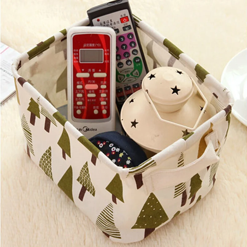 

Cotton Linen Storage Box Office Desk Organizer Sundries Cosmetic Storage Basket Jewelry Stationery Container Holder Home Decor