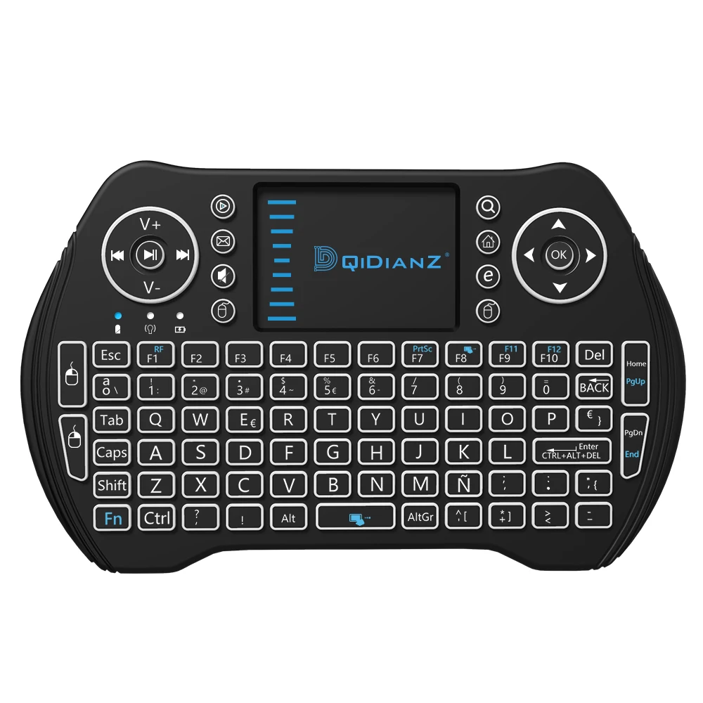 

DQiDianZ MT10 Mini Wireless Keyboard 2.4GHz Smart Backlit Touchpad for Android TV Box PC-Black Play Game Multi-Language Version