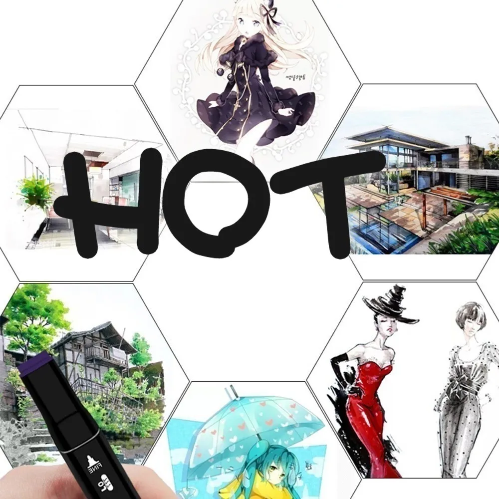 

Recommend Hot new products LSH Three generations of double-headed alcohol oily set 30 and 40 color marker HOT