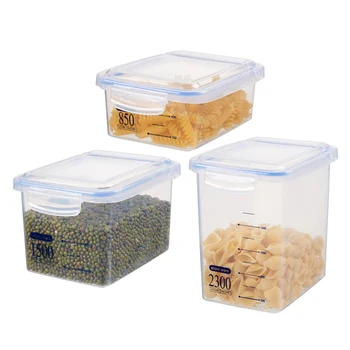 

HIPSTEEN 3Pcs Square Food Storage Box Storage Tank Kitchen Grain Storage Container Dried Fruit Sealed Organizer Item
