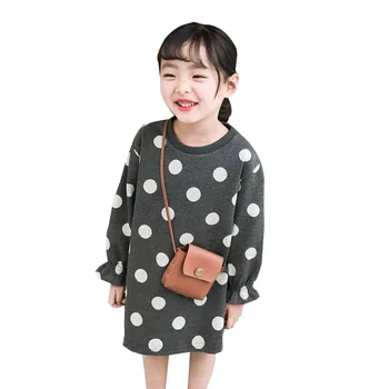 

2019 Girls Dress Kids Dress Baby Girl Clothes O Neck Spring Long Sleeve Casual Girls Clothing Dot Children Princess Dress 12M-8T