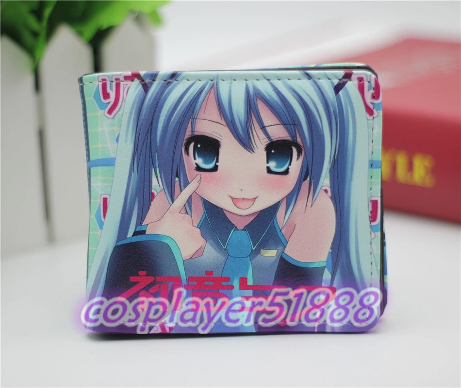 

Japan anime Hatsune miku wallets cosplay cartoon Bifold unisex wen&women Purse leather PU zero wallet