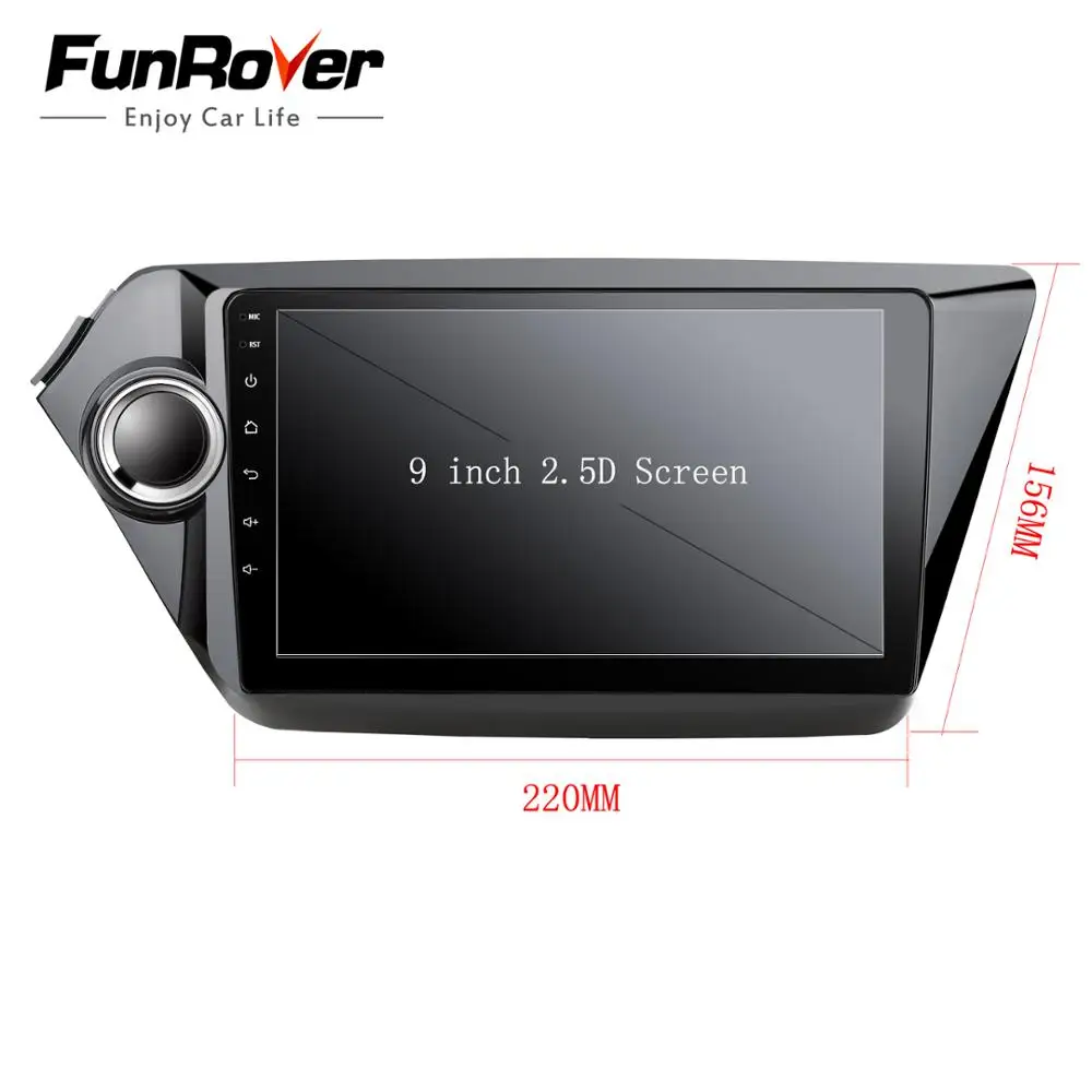 Perfect Funrover 8 core android 9.0 2din car dvd multimedia player for kia rio k2 2011-2016 radio gps navigation DSP LTE 64G SIM 9" 2.5D 5