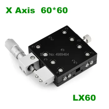 

Free shipping X Axis 60x60mm LX60-L LX60-C LX60-R Trimming Platform Manual Linear Stages Bearing Tuning Sliding Table Cross Rail