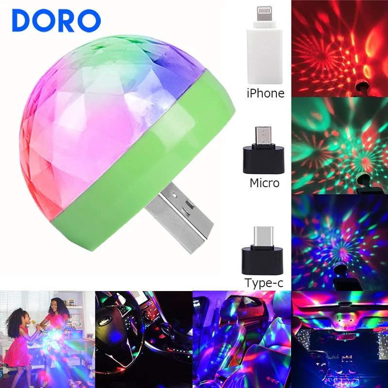 Портативный USB DC5V Диско Музыка управления праздник огней красочные