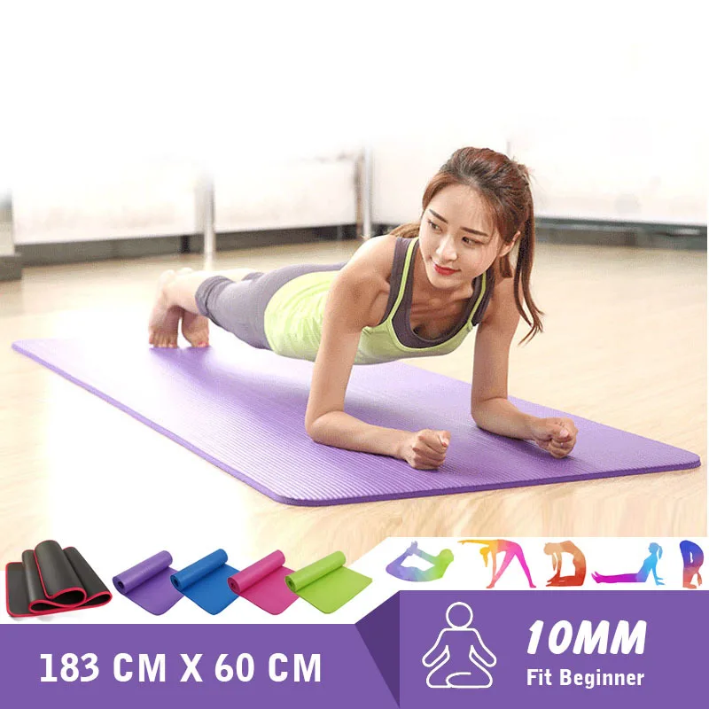 

Beginner 10mm Yoga Mats 183cmx61cm High Quality Nrb Non-slip Women Sports Mats For Fitness Tasteless Pilates Gym Exercise Pads