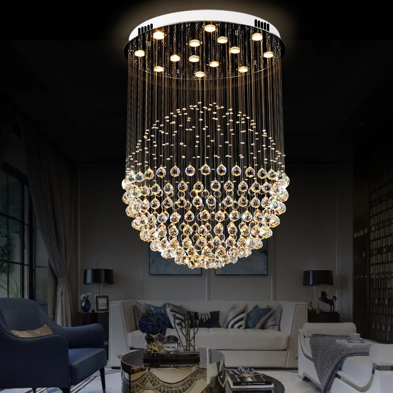 

Large crystal ceiling Lamps Modern Hanging Light Lamps For Cafe Hotel hall K9 Crystal Ball Ceiling light Fixtures AC110-220