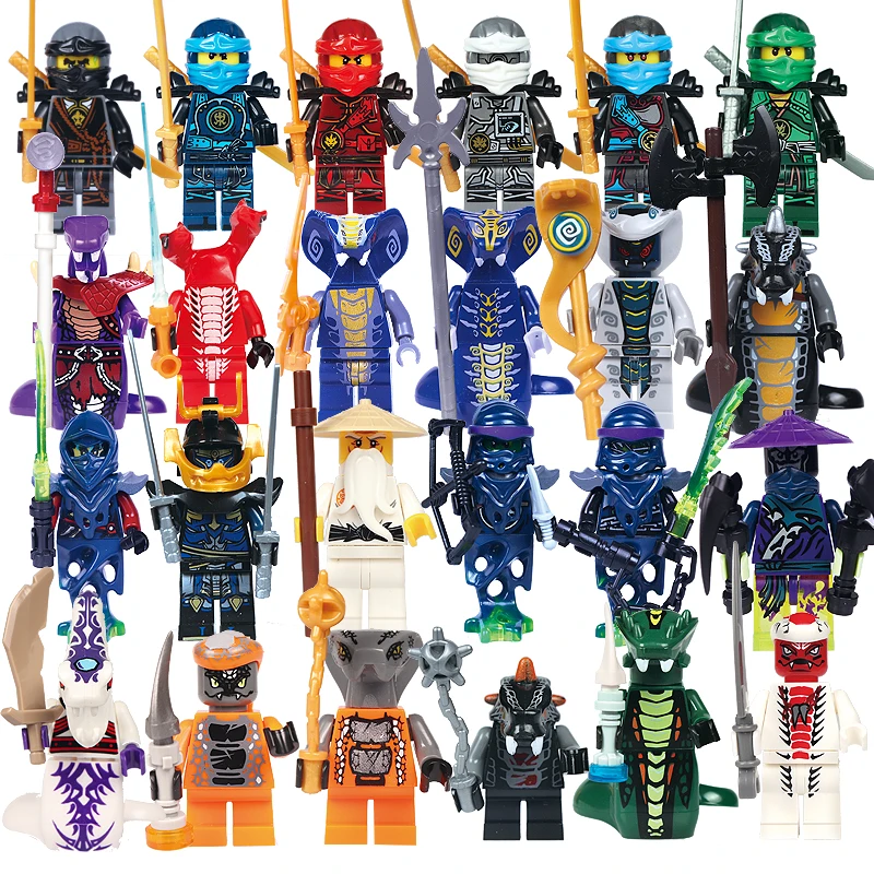 

24pcs/lot Compatible Legoed NinjagoINGlys NINJA Heroes Kai Jay Cole Zane Nya Lloyd With Weapons Action Toy ninjago Figure Blocks