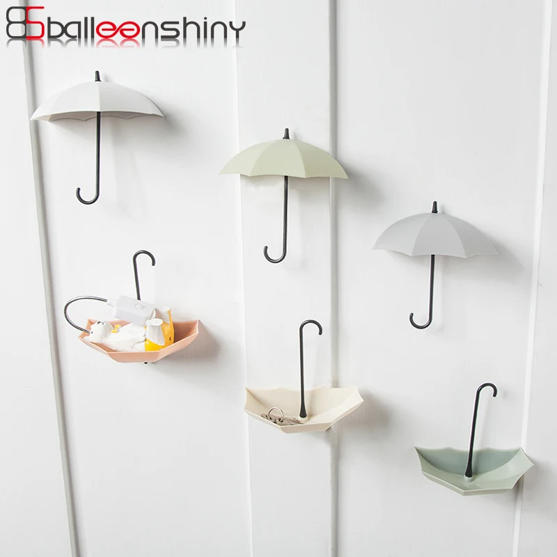 BalleenShiny 3 قطعة/المجموعة لطيف مظلة تخزين هوك المطبخ مفتاح الأدوات جدار لاصق الزخرفية شماعات الباب وراء أشتات حامل