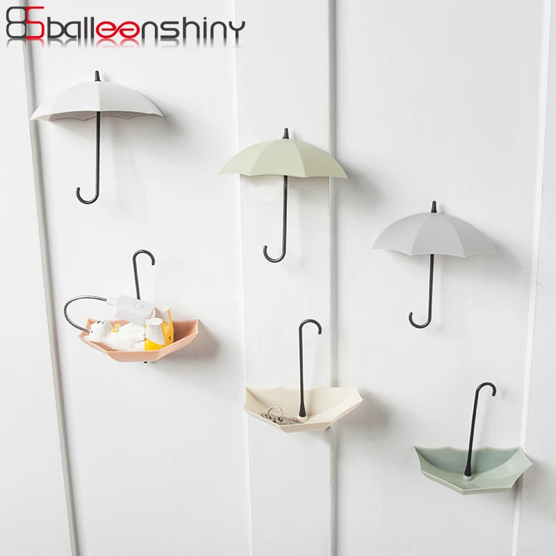 

BalleenShiny 3pcs/set Cute Umbrella Storage Hook Kitchen Key Gadgets Wall Adhesive Decorative Hanger Door Behind Sundries Holder