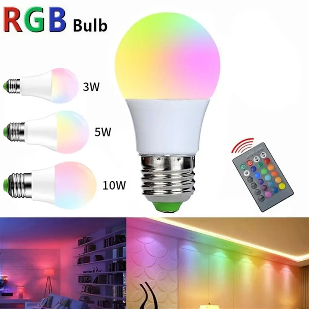 

3pcs Smart Light Bulb led lamp RGB Magic Light Bulb E27 Wake-Up Lights Compatible with IR Remote Control