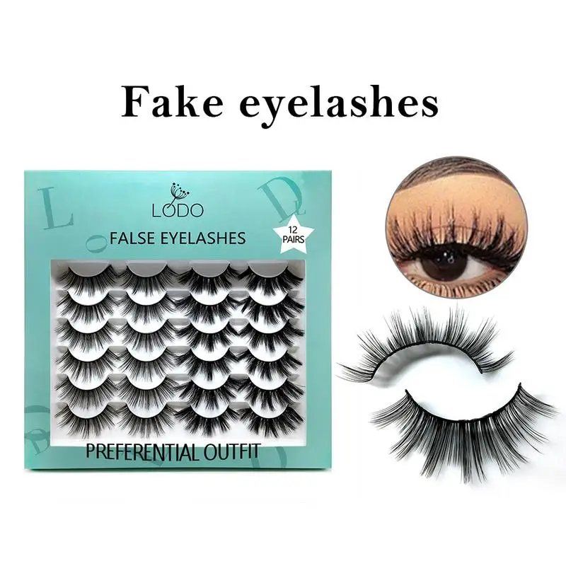 12 Pairs Faux 3D Mink Wimpers Natuurlijke Lange Valse Wimpers Dramatische Volume Fake Lashes Make Uitbreiding Wimpers