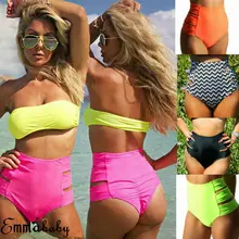 Пикантные для женщин высокая Талия V стринги Cheeky бикини с рюшами дно пикантные однотонные Цвет выдалбливают пляж купальники для малышек