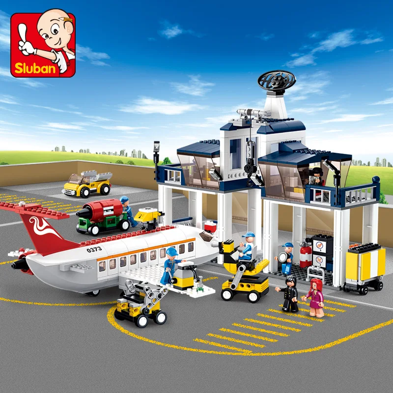 

Sluban B0373 Aviation Maintenance Base Plane Airbus Centre 3D Model DIY Building Blocks Bricks Assembly Toy fit Legoings no Box