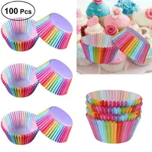100 шт бумажный торт форма для выпечки кексов Маффин чашки случае вечерние Декор милый Радужный животный узор Инструменты для торта маленькая коробка для пирожных чашки