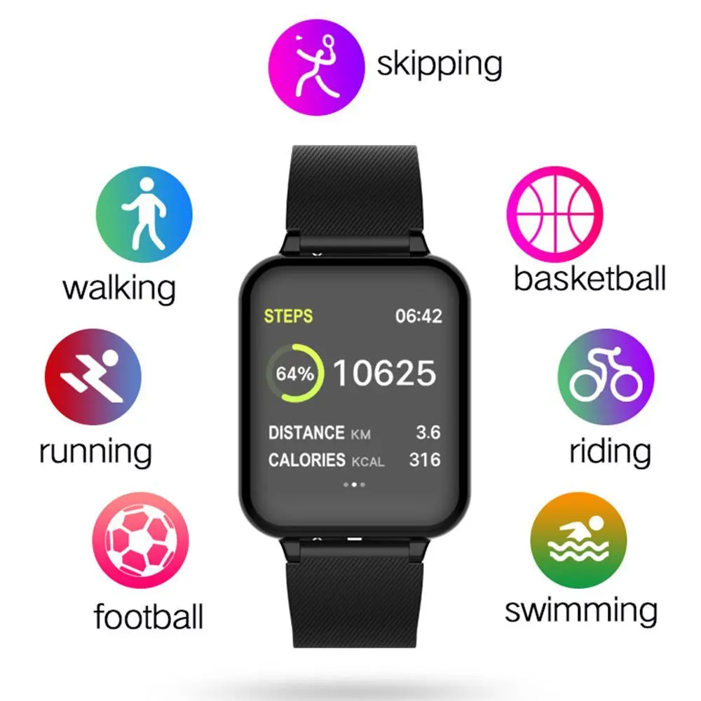 

B57 Men Smart Watch Waterproof Sports For iPhone Smartwatch Heart Rate Monitor Blood Pressure Functions For Women Kid PK IWO