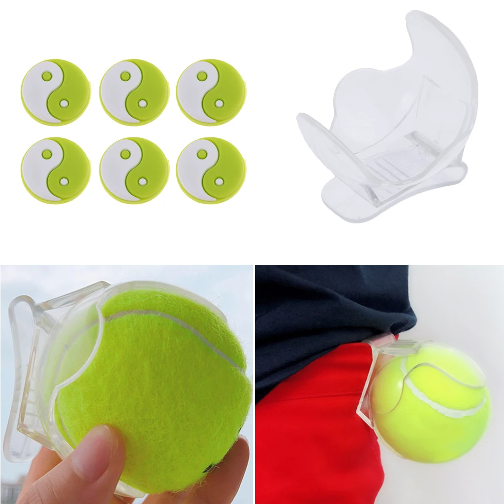 Pro карман теннис держатель для мяча талии клип (вмещает один мяч) с 6 шт. ракетка демпфер глушители Taichi