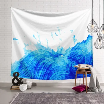 

Drop Shipping Sea Blue Wave Watercolor Hanging Wall Tapestries Mandala Tapestry Landscape Wallpaper Wall Art Shawl