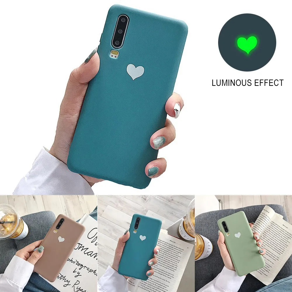 KISSCASE Световой чехол для телефона huawei P20 P30 Pro Honor V20 с узором любящего сердца Мягкие