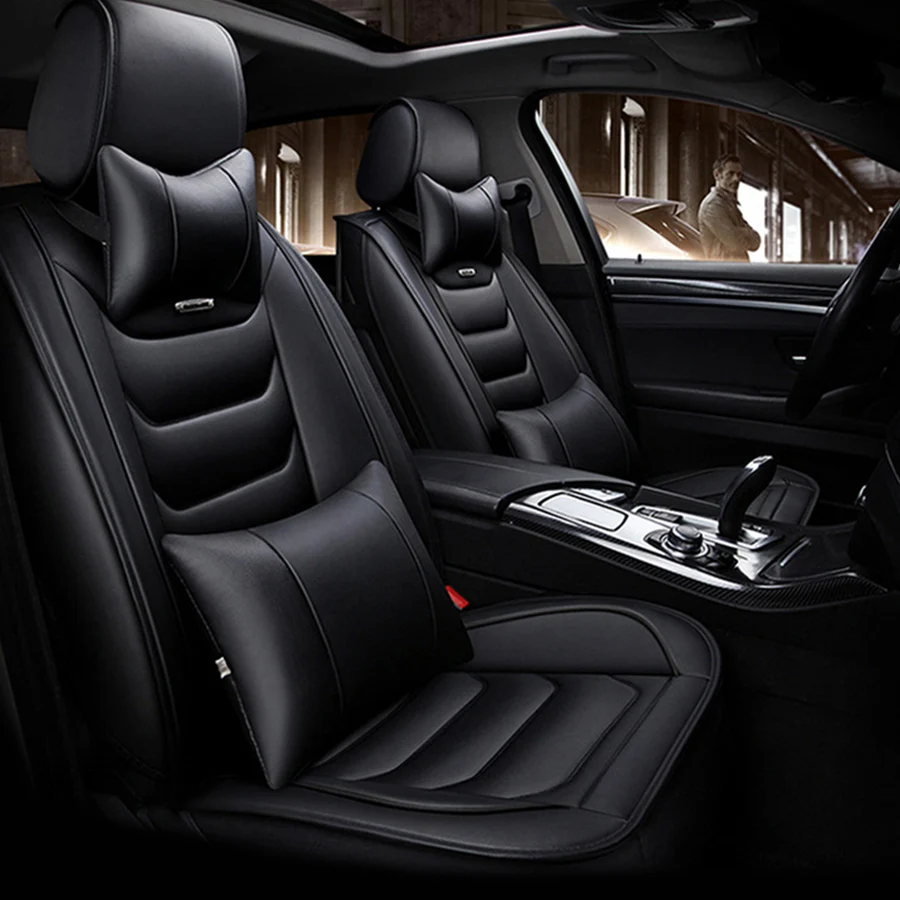 Luxury Full Seat PU Leather Car Seat Cover Cushion Pad 6D Surround Breathable