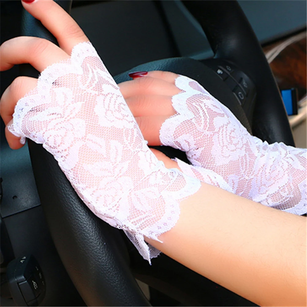Пара женских полуручных коротких перчаток с защитой от ультрафиолета, перчатки без пальцев, Солнцезащитный блок для вождения