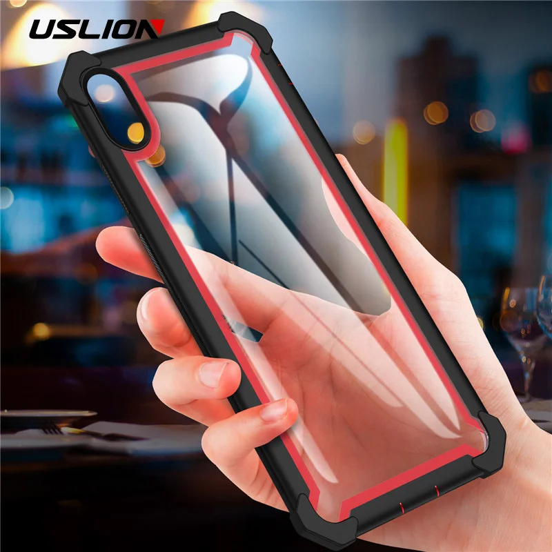 

USLION Armor Protection Case For iPhone XS Max Transparent PC + TPU 2 IN 1 Phone Cases for iPhone Xs Max Clear Back Cover