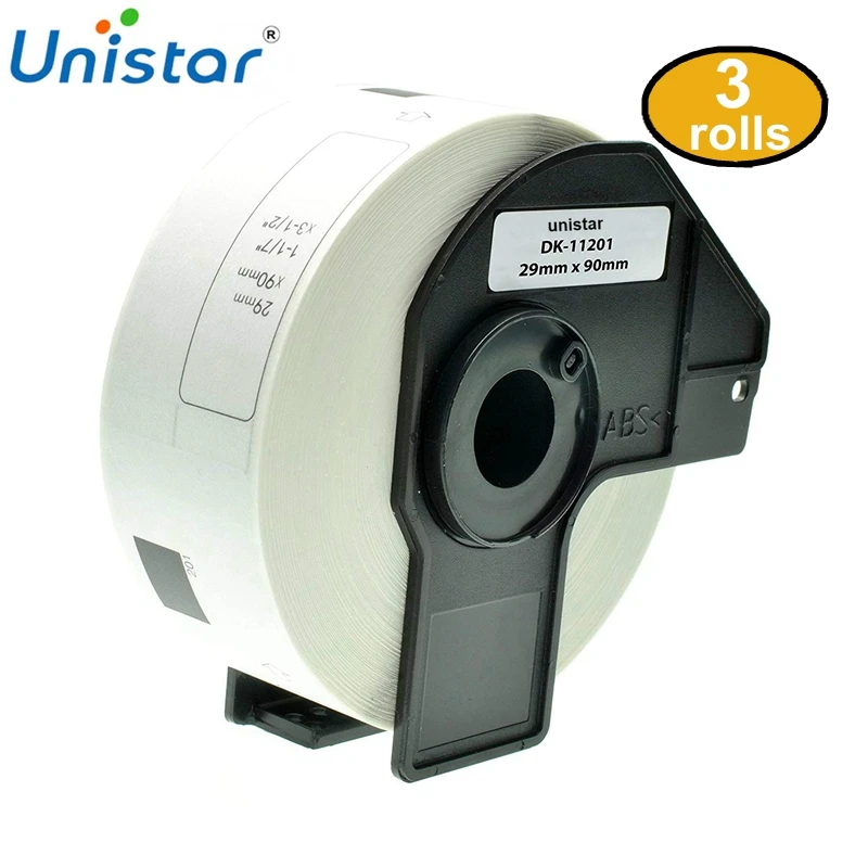 

Unistar 3 Rolls DK 11201 Compatible for Brother DK1201 Address Label 29mmX90mm with Permanent Cartridge for Printer QL570 QL1050