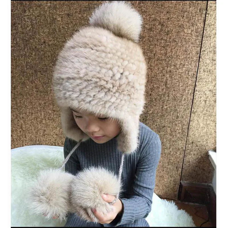 Hat Sale Children Real Mink knited Fur Hat Fox Fur PomPom Top Hats Winter Warm Thick Knitted Mink Fur Kids Beanies Cap H#18 Hat Sale Children Real Mink knited Fur Hat Fox Fur PomPom Top Hats Winter Warm Thick Knitted Mink Fur Kids Beanies Cap H#18