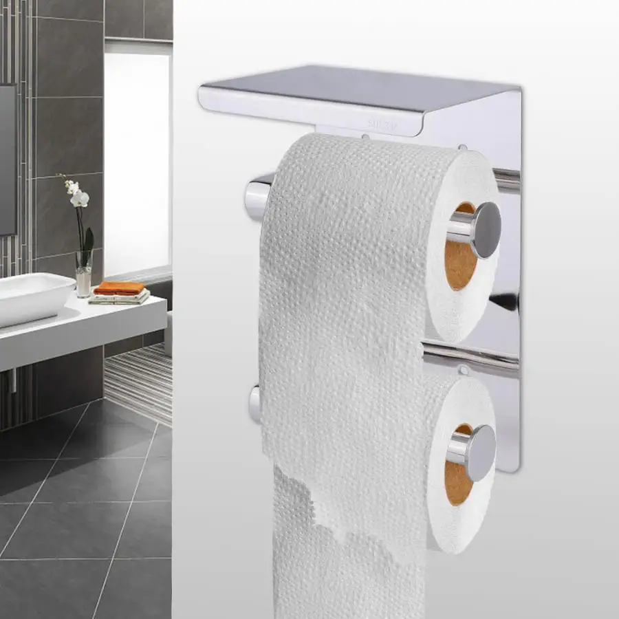 

Double Layer Toilet Paper Holder Stainless Steel Tissue Boxes Wall Mount Paper Rack Hanger toilet roll holder